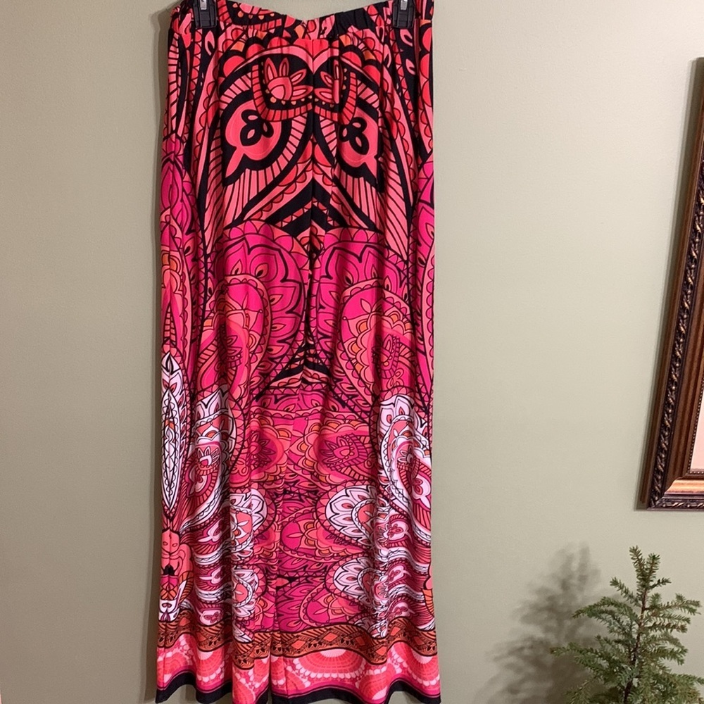Bold Pink and Orange Paisley Palazzo Pants - Picture 4 of 5